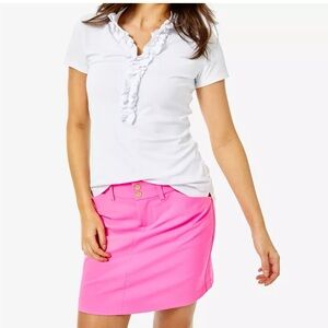 Lilly Pulitzer White Ruffle Short Sleeve Tee